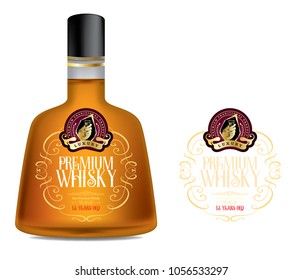 Premium alcohol label Vintage typography with bottle mock-up