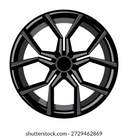 Premium alloy wheel vector illustration for automotive design, tuning and performance projects  sleek chrome rim with spokes, ideal for garage, showroom or spare parts visuals