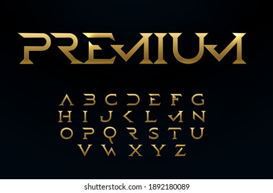 Premium alphabet, royal style golden font, modern type for elite logo, headline, monogram, creative lettering and beautiful typography. Minimal style serif letters, vector typographic design.