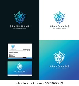 Premium amazing logo lion tech vector template