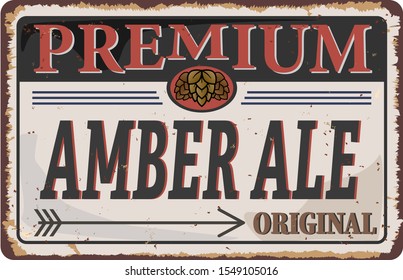 Premium Amber Ale Craft Beer Vintage Rusted Metal Lable Web Badge Icon