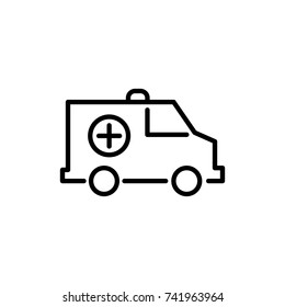 Premium ambulance icon or logo in line style. High quality sign and symbol on a white background. Vector outline pictogram for infographic, web design and app development.