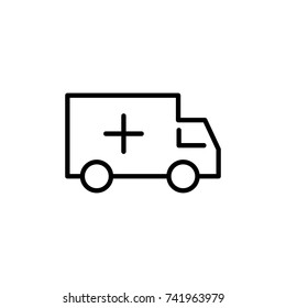 Premium ambulance icon or logo in line style. High quality sign and symbol on a white background. Vector outline pictogram for infographic, web design and app development.