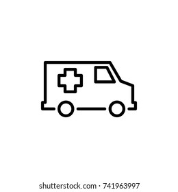 Premium ambulance icon or logo in line style. High quality sign and symbol on a white background. Vector outline pictogram for infographic, web design and app development.