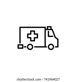 Premium ambulance icon or logo in line style. High quality sign and symbol on a white background. Vector outline pictogram for infographic, web design and app development.