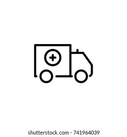 Premium ambulance icon or logo in line style. High quality sign and symbol on a white background. Vector outline pictogram for infographic, web design and app development.