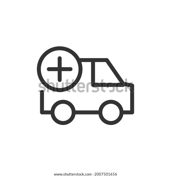 Premium ambulance line icon for app, web and UI.\
Vector stroke sign isolated on a white background. Outline icon of\
ambulance in trendy\
style.