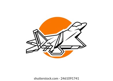 Premium American Fighter Jet Vector Isolated. Best for Tshirt Design Illustration. line style