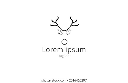 Premium angry deer head line art logo design 