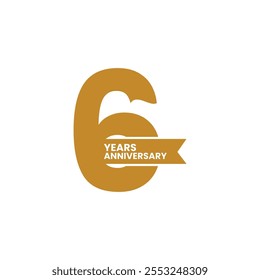 Premium anniversary 6 years celebration emblem logo design vector, Anniversary celebration logo on gold, blue, and white color