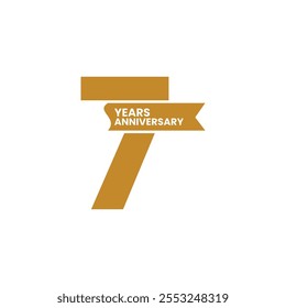 Premium anniversary 7 years celebration emblem logo design vector, Anniversary celebration logo on gold, blue, and white color