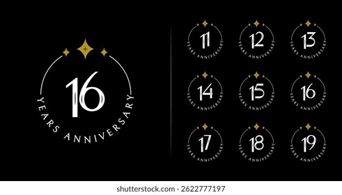 Premium anniversary logo collections. Celebration symbol with elegant and luxury concept. Birthday emblem vector