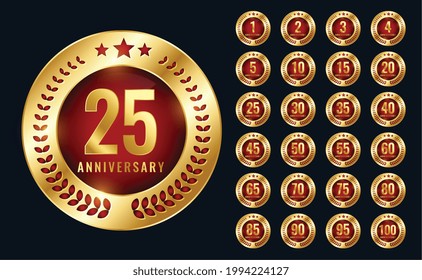 premium anniversay golden labels design set