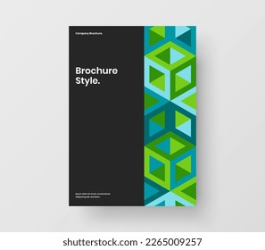 Informe anual premium Ilustración del diseño de vectores A4. Diseño de postal de hexagones de mosaico creativo.