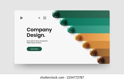 Premium annual report vector design illustration. Amazing 3D spheres presentation template.