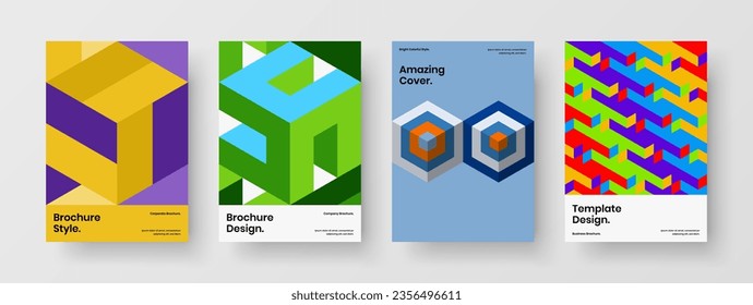 Premium annual report vector design layout composition. Modern mosaic pattern brochure template collection.