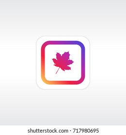 Premium app icon with maple leaf illustration in colorful bright colors.