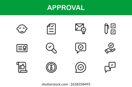 Premium Approval Icons – Modern Vector Symbols for Validation, Confirmation, and Success in Clean Minimalist Style