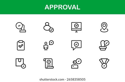 Premium Approval Icons – Modern Vector Symbols for Validation, Confirmation, and Success in Clean Minimalist Style