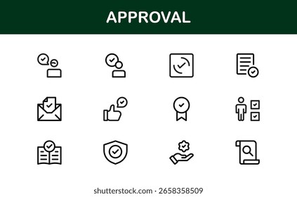 Iconos de Aprobación de Premium: símbolos de Vector modernos para validación, confirmación y éxito en un estilo minimalista limpio