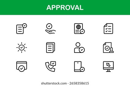 Iconos de Aprobación de Premium: símbolos de Vector modernos para validación, confirmación y éxito en un estilo minimalista limpio