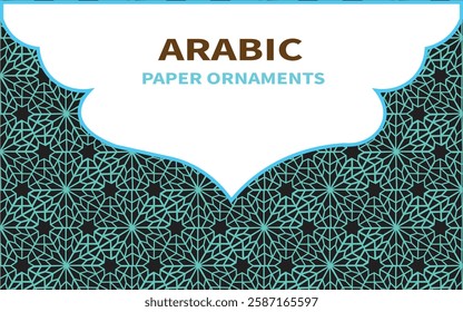 Premium arabian Ornaments Design with vector.Cyan color Ornament Design.