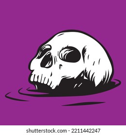 Premium Artwork Design Drowning Skull Illustration Printing T  Shirt