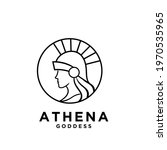 premium Athena the goddess black vector icon line logo illustration design isolated background