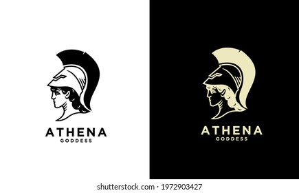 premium Athena the goddess black vector icon line logo illustration design isolated background