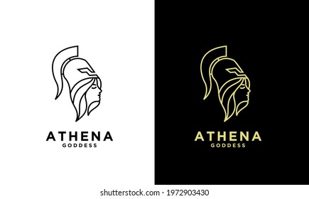 premium Athena the goddess black vector icon line logo illustration design isolated background