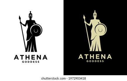 premium Athena the goddess vector logo illustration design isolated background