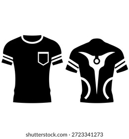 Camiseta atlética de Premium con el gráfico del logotipo de la espalda y la Ilustración vectorial de la silueta de las rayas de la manga para la marca de la aptitud del gimnasio y de la ropa deportiva