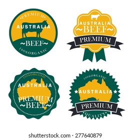 premium australia  beef labels, badges and design elements
