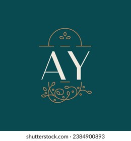 premium AY logo monogram with gold circle frame. luxury initials design minimal modern typeface.