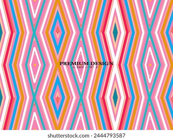 Premium Background with Abstract Colorful Lines pattern. Geometric Digital Art. Retro colorful striped wallpaper.	
