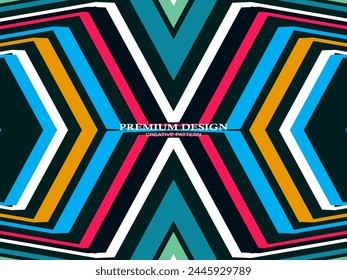 Premium-Hintergrund mit Abstraktem farbigen Linienmuster. Geometrische Digitalkunst. Retro farbenfroher gestreifter Bildschirmhintergrund.	
