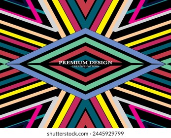 Premium Background with Abstract Colorful Lines pattern. Geometric Digital Art. Retro colorful striped wallpaper.	
