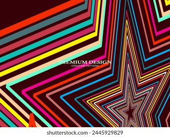 Premium-Hintergrund mit Abstraktem farbigen Linienmuster. Geometrische Digitalkunst. Retro farbenfroher gestreifter Bildschirmhintergrund.	
