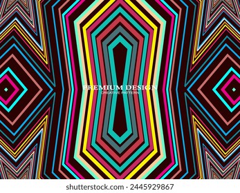 Premium Background with Abstract Colorful Lines pattern. Geometric Digital Art. Retro colorful striped wallpaper.	
