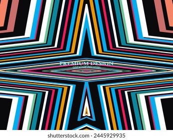 Premium Background with Abstract Colorful Lines pattern. Geometric Digital Art. Retro colorful striped wallpaper.	
