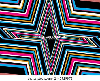 Premium-Hintergrund mit Abstraktem farbigen Linienmuster. Geometrische Digitalkunst. Retro farbenfroher gestreifter Bildschirmhintergrund.	
