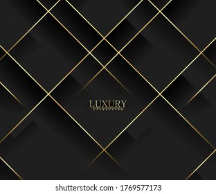 Fondo premium. Resumen del patrón de lujo. Fondo de rayas de brillo dorado. Textura abstracta de la línea dorada. Ilustración vectorial de patrón negro.