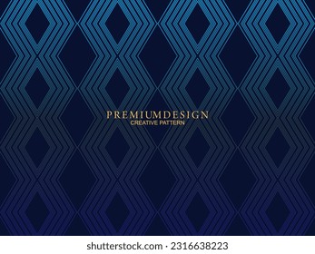 Premium-Hintergrund-Design mit dunkelblauen Streifen Muster. Horizontale Vektorvorlage für digitale Lux-Business-Banner, zeitgenössische formale Einladungen, Luxusgutscheine, Geschenkgutscheine, etc.