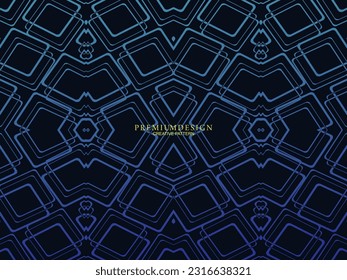 Diseño de fondo premium con estampado azul oscuro. Plantilla horizontal vectorial, para banners digitales lux business, invitaciones formales contemporáneas, vales de lujo, certificados de regalo, etc.