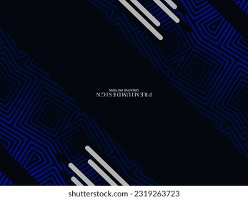 Premium-Hintergrund-Design mit dunkelblauem, geometrischem Motiv. Exklusives Bildschirmhintergrund-Design für Poster, Flyer, Präsentationen, Websites usw.
