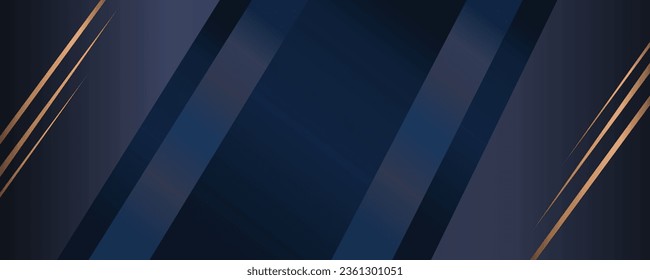 Premium background design with dark blue with gold line pattern.Vector horizontal template for business banner, luxury voucher,gift certificate