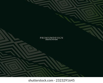Premium background design with dark green motif luxury geometric elements. Exclusive wallpaper design for posters, flyers, presentations, websites, etc.