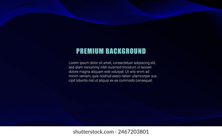 Premium background design with diagonal black blue line pattern. Vector horizontal template for digital lux business banner, formal invitation, luxury voucher, prestigious gift certificate