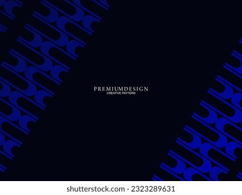 Diseño de fondo premium con patrón diagonal de banda azul oscuro. Plantilla horizontal vectorial para banner de negocios lux digital, invitación formal contemporánea, vale de lujo, prestigioso certificado de regalo