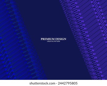 Premium background design with diagonal dark blue stripes pattern. Vector horizontal template for digital lux business banner, contemporary formal invitation, luxury voucher, prestigious gift certific